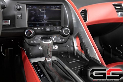 2014-19 C7 Stingray Corvette Black Suede Red Stitch Automatic Shift Boot & Knob - Picture 1 of 4