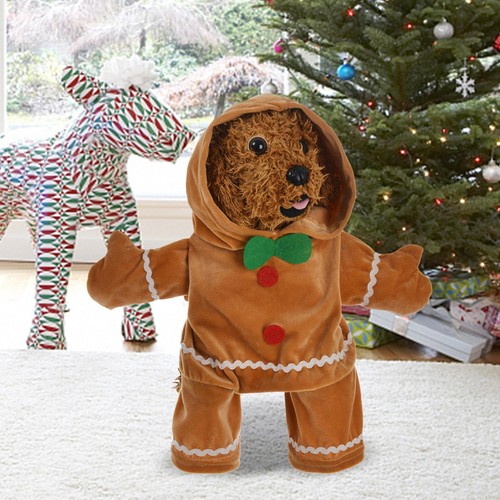 Dog Gingerbread Costume Soft Christmas Pet Cosplay Hoodie for Cats, Dogs, Puppy - Picture 8 of 12