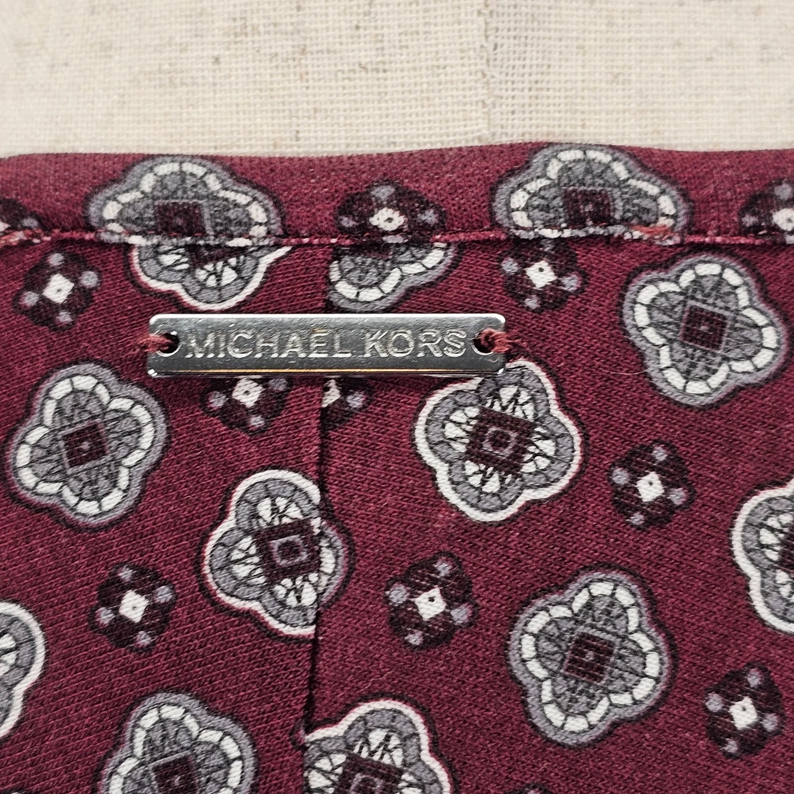 Abito estivo donna Michael Michael Kors Merlot vita liscia marrone grande nuovo con etichette