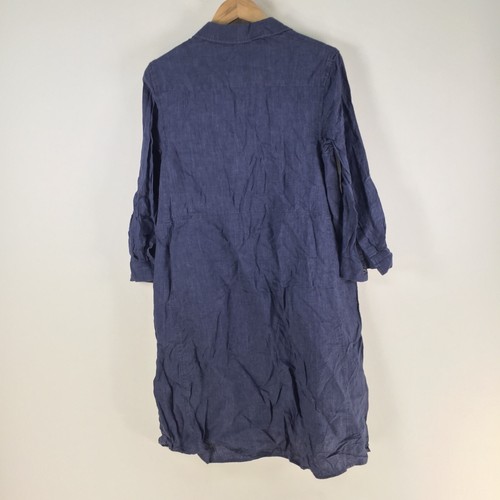 Trenery shirt dress 12 blue french linen long sleeve collar 110993 - Picture 8 of 11