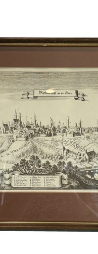 German Map Rothenburg Ob Der Tauber View Black & White Vintage - Picture 6 of 6