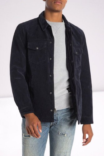 BEST Men's Leather Shirt Lambskin Men Suede Leather Shirt Festive Winter Jacket - Picture 5 of 31