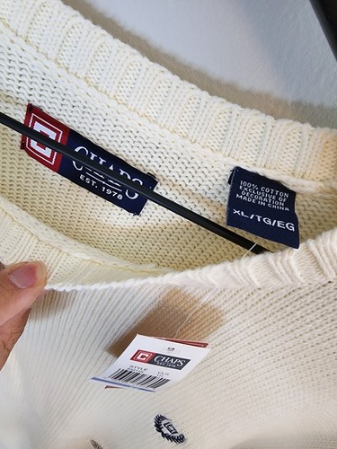 Suéter Chaps Ralph Lauren Blanco Tejido con Cable Nuevo con Etiquetas Talla XL - Imagen 2 de 6