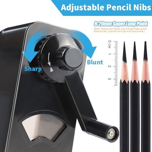 Long Point Pencil Sharpener 8-20mm Long Pencil Nibs Self-Feed & Adjustable Pe... - Picture 3 of 8
