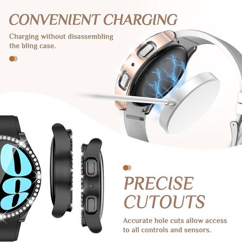 Hard PC Bling Diamond Protector Case Cover For Samsung Galaxy Watch 6 40/44MM - Picture 4 of 21