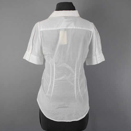 Isabella Rodriguez NEW $98 Sz M White Shiney Ruffle Cotton Silk Top - Picture 7 of 13