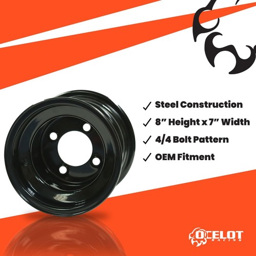 Black 8x7, 4/4, 2.5+4.5 Ocelot Steel Wheel - 847-8722-017, Fits Most Golf Carts - Picture 2 of 7