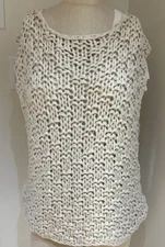 J Brand Ivory Open Weave Top Vest sz L  NEW No Tag