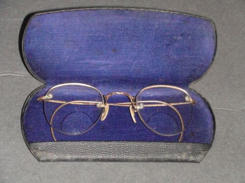 Gafas antiguas sin montura bifocales llenas de oro de 12 quilates con estuche - Imagen 13 de 15