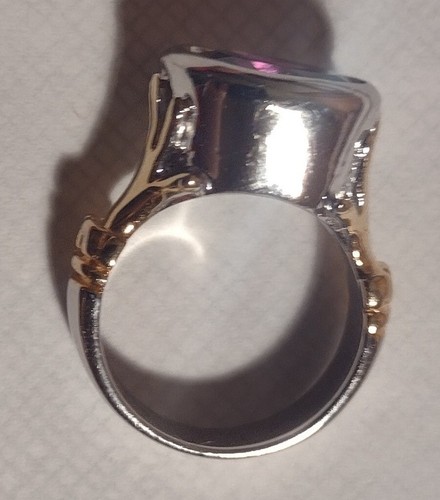 Königlicher lila ovaler Stein Ring mit goldenen Zeigern silberfarben  - Bild 9 von 10