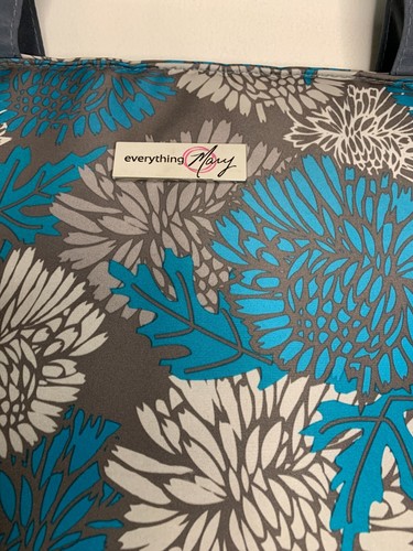 Everything Mary Scrapbook Project Tote Bag Shoulder Straps Blue Gray Floral - Picture 2 of 10