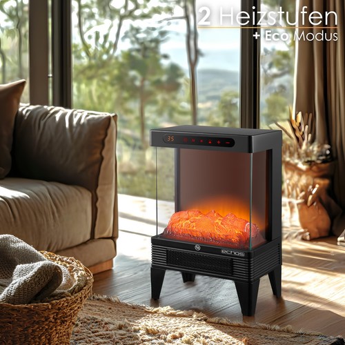 Chimenea eléctrica con calefactor ventilador calefacción eléctrica chimenea efecto llama negro - Imagen 6 de 7