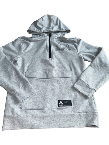 Reebok Victory Hoodie Youth XL 14/16 Gray Quarter Zip Media Pocket Athletic Pull - Picture 4 of 12