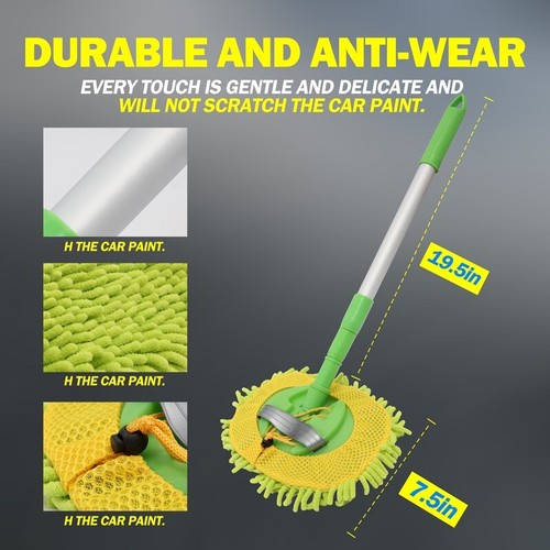 Cepillo de limpieza de microfibra 2 en 1 mango ajustable cepillo de lavado de autos sin arañazos - Imagen 10 de 11