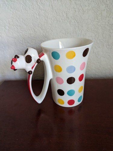 Indra Mug Glass Country Cow Handle Ceramic Hand Painted 3D Stoneware Polka Dots - 第 3/9 張圖片