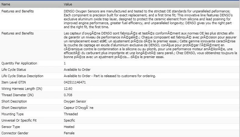 Sensor de oxígeno aguas abajo Denso para Buick Rendezvous 2005 V6-3,4 L Foto 2 de 4