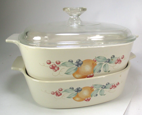Corningware Abundance A-2-B 2L & ein A-3-B 3L mit Pyrex A-9-C Deckel, der für beide passt - Bild 1 von 14