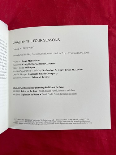 Red Priests Antonio Vivaldi The Four Seasons Dorian Recordings Classical CD - Picture 3 of 5