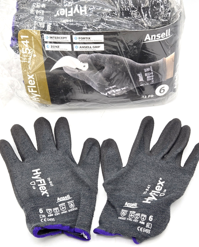*Paquete de 12* Guantes resistentes a cortes/abrasión Ansell HyFlex 11-541, talla 6 ENVÍO GRATUITO - Imagen 1 de 13