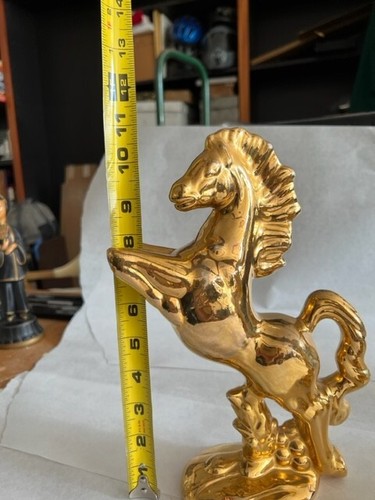 Vintage Ceramic Statues: MCM Hollywood Regency Golden Horses - Picture 12 of 12