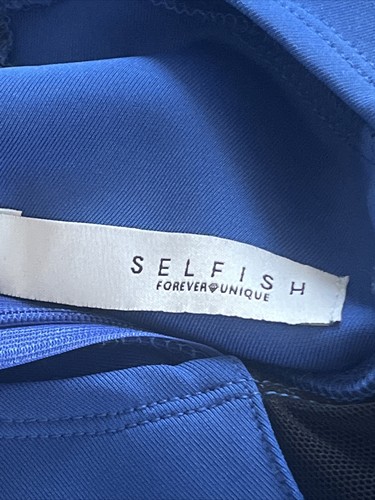 SELFISH FOREVER UNIQUE Blue Sheath Dress Size US 4 UK 8 Short Sleeve With Mesh - Picture 2 of 11