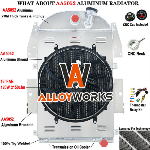 4 Row Radiator Shroud Fan Relay For 1934-1936 Chevy Pickup Truck V8 Conversion - Foto 3 di 12