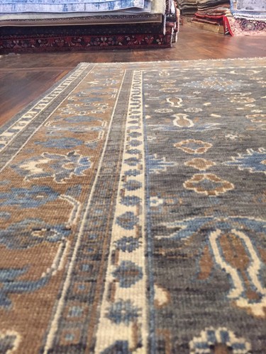Unique Genuine Hand Knotted Oushak Heriz Geometric Area Rug Carpet 8’x9’11”,47 - Picture 6 of 12