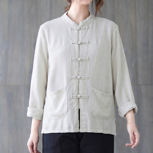 Mujeres Chino Abrigo de Algodón Chaqueta Prendas para el torso Traje Tang Cárdigan Retro Étnico Prendas de abrigo - Imagen 23 de 23