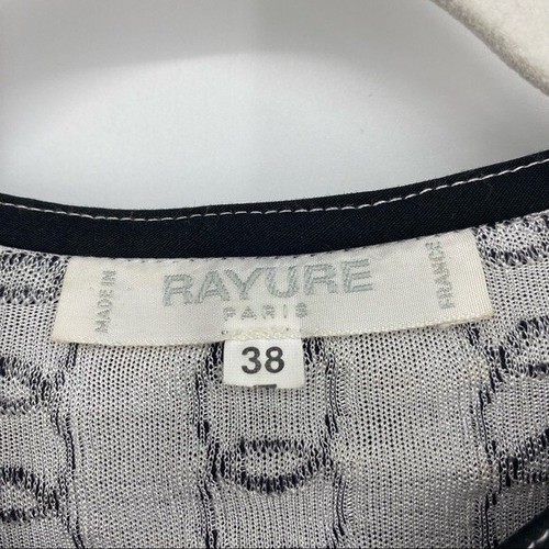 Rayure Paris biscuit Navy Blue white Semi-Sheer zip down top 38 XS - Picture 4 of 8