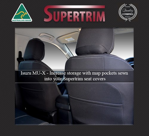 FULL BACK+MAP POCKET FRONT seat covers + Console fit Isuzu MU-X waterproof 100% - Picture 2 of 12