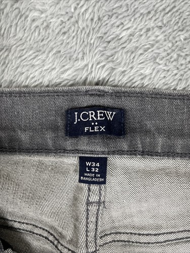 J. Pantalones de mezclilla Crew Jeans para hombre 35x31 (real) gris flexible pierna recta - Imagen 8 de 10