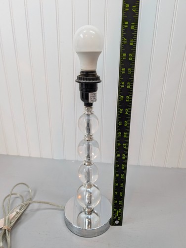 Vtg Portable Luminaire Crystal Ball Bedside Table Lamp Shade 18” Tall Functional - Picture 11 of 20