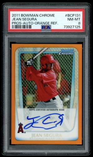 2011 Bowman Chrome Prospects Jean Segura Orange Refractor Auto SP 1/25 PSA 8 - Picture 1 of 2