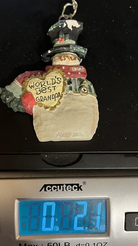 Muñeco de nieve mejor abuelo del mundo con sombrero de copa de vidrio adorno de Navidad - Imagen 4 de 4