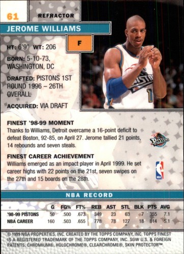 1999-00 Finest Refractors #61 Jerome Williams - Picture 2 of 2