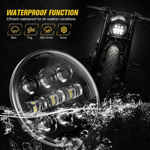 2PCS Black 5-3/4" 5.75 Inch LED Headlights High Low Beam Motorcycle Play N Plug - Picture 5 of 9
