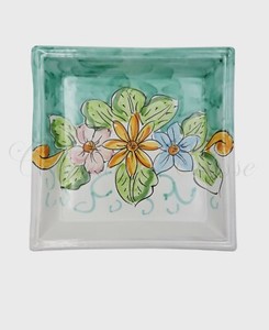 Piatti In Ceramica Di Vietri 100 Artigianato Italiano Quadrato Fiori Colorati Ebay