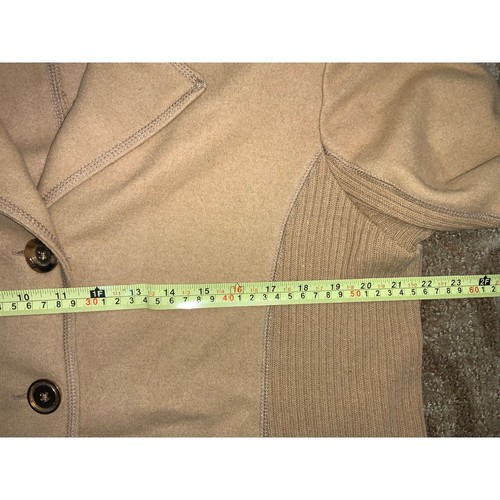 Jones of New York Tan Military Style Blazer Jacket w/Gold Buttons Ribbed Panels - Picture 8 of 8