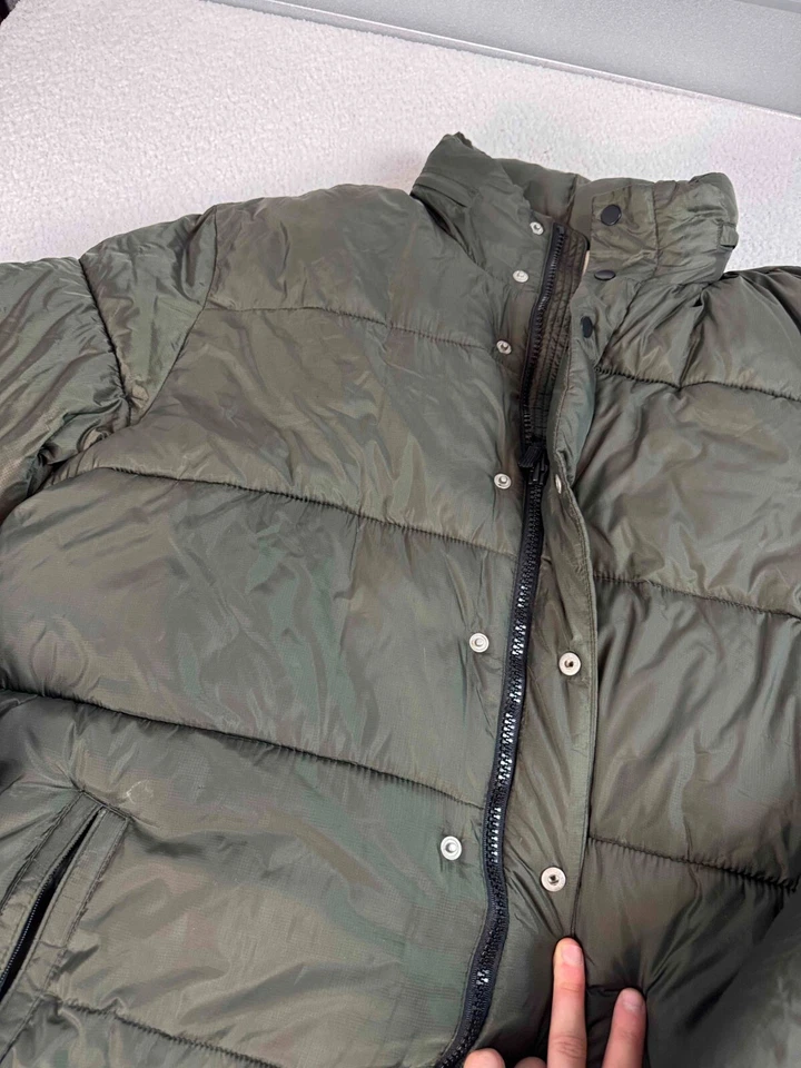 Old Navy Men Lined Insulated Full Zip Snap Pockets Olive Green Puffer Jacket 2XL - Image 3 of 4