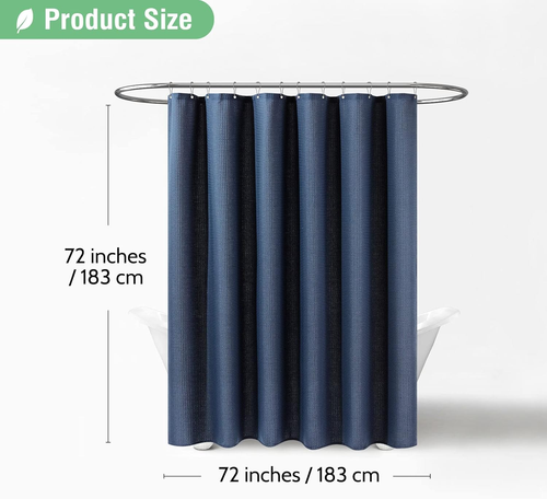 Thick Fabric Shower Curtains for Bathroom - Waffle Weave Heavy Duty, 256GSM Hote - Picture 5 of 6