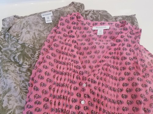 Motherhood Maternity Medium Shirt Lot One Pink Floral One Green Swirl Chiffon - Picture 10 of 10