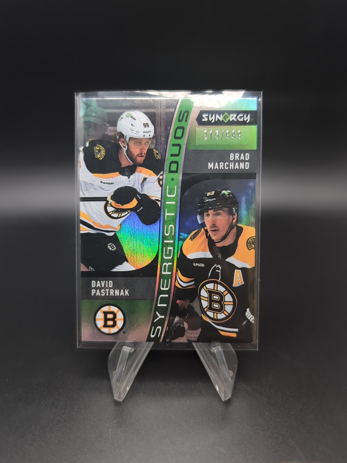 2023-24 Upper Deck Synergy Synergistic Duos David Pastrnak Brad Marchand SD9 999
