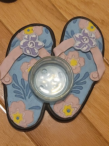 VINTAGE LOT OF 4 GANZ Flip Flop Beach House Tea Light Candle Holders - Picture 5 of 8