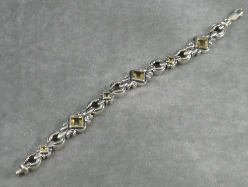 .925 Sterlingsilber Südwest Stil Diamant Quadrat Citrin Edelstein Armband - Bild 2 von 3