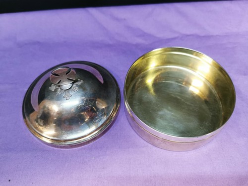 Lata de hostia Pyxis con cruz arriba + en tapa 8,5 cm de diámetro caja sagrada - Imagen 3 de 7