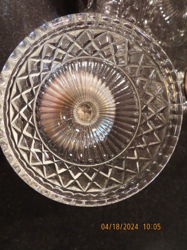 6 Silver Pedestal Pressed Glass Diamond Sherbert Ice cream Fruit Bowl ENGLAND - Picture 7 of 8