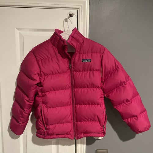 Patagonia Down Puffer Jacket girls 10 Medium Coat Hot PINK Fuscia Has Marker - Picture 1 of 8