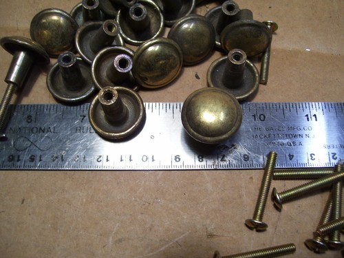 SET 24 STCK. VINTAGE MESSING PLATTIERT 1 ZOLL METALL ZUGGRIFFE KNAUF GRIFFE MIT SCHRAUBE 0083 - Bild 2 von 5