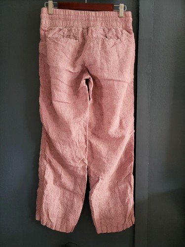 Athleta Cabo Leinenhose weites Bein Hose Gummizug Kordelzug Bund Rose US4 - Bild 7 von 13
