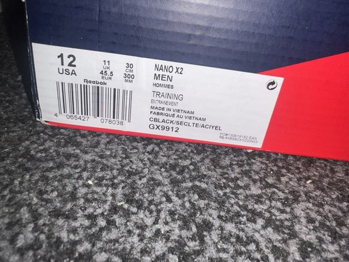 Sneakers da ginnastica stringate Reebok Nano X2 da uomo nere taglia UK 11 - Foto 7 di 7